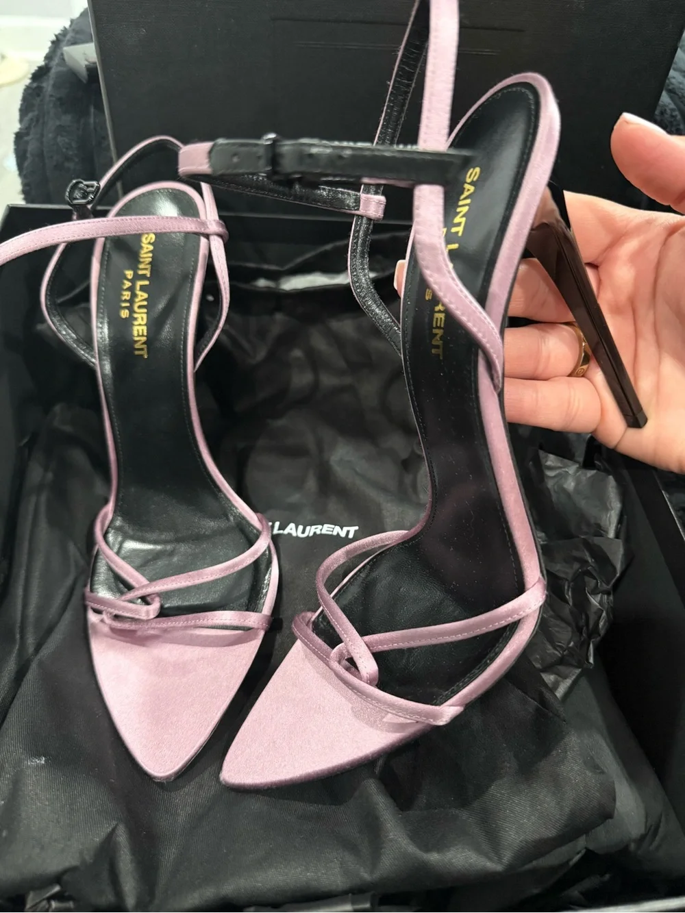 Saint Laurent Lilac Strappy Stiletto Sandals - Picture 1 of 1